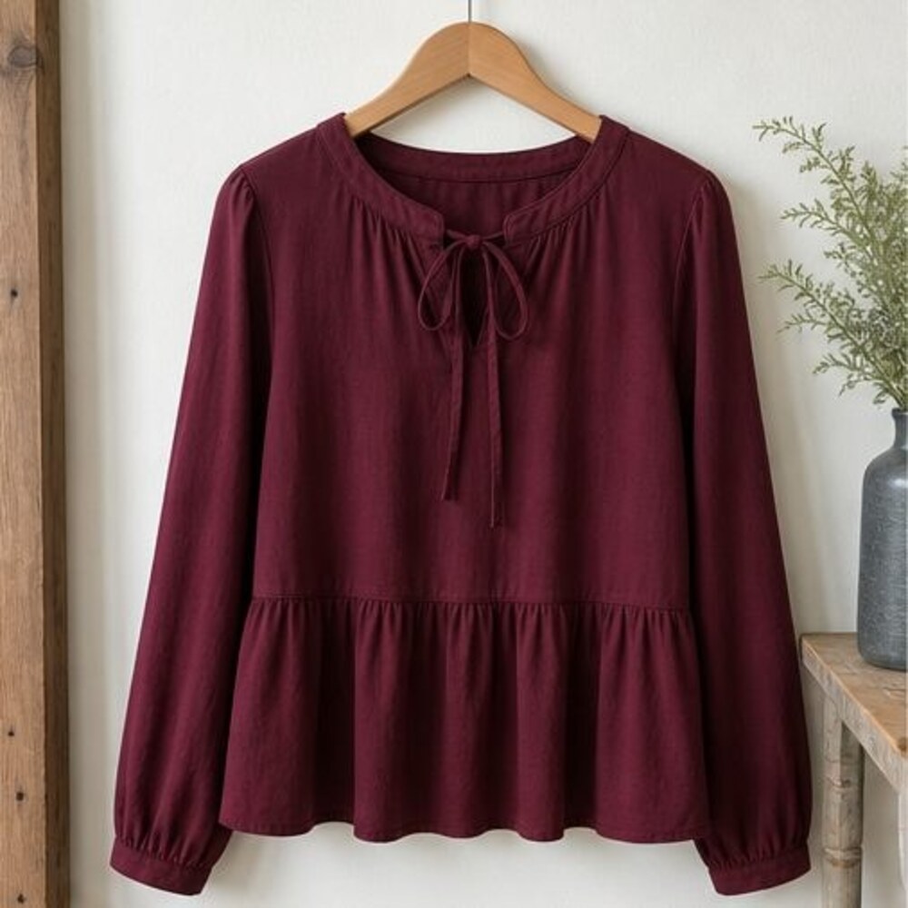 Burgundy Button Blouse